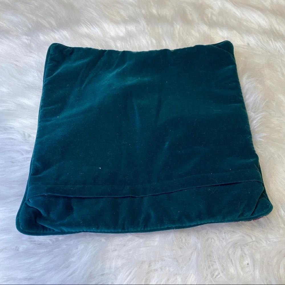 Vintage 1994 Woolen Needlepoint Santa Pillowcase Cover Velvet Back 14